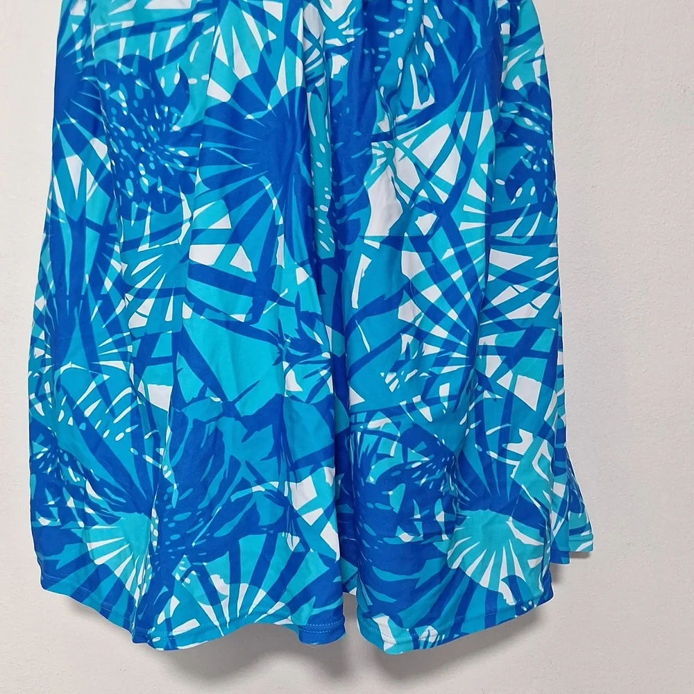 Avenue Tropical Blue One Piece Swim Dress Swimsuit